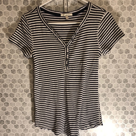 Pure Good/Anthropologie Striped V Neck - Picture 2 of 8